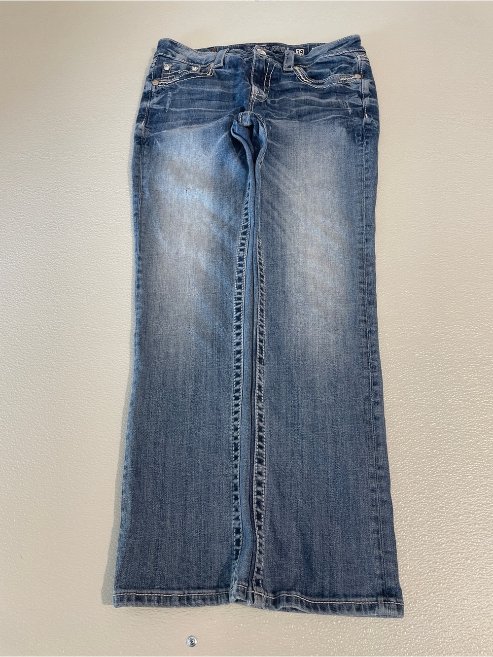 Y2K Miss Me Jeans, Blue Wash Flare, Straight Leg